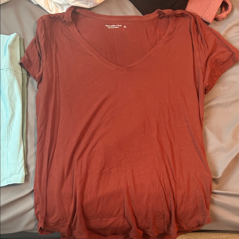Abercrombie & Fitch Terracotta V-Neck Tee